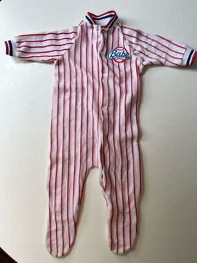 Vintage 1980s Playskool Baseball Sleeper Pinstripe “Babe” One Piece